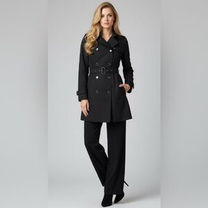 COLE HAAN Water Resistant Hooded Trench Coat